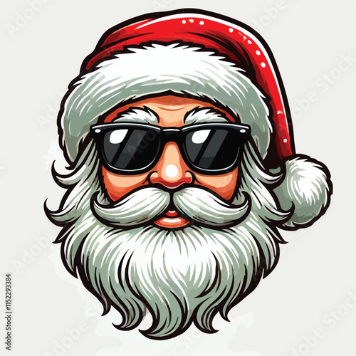 Christmas santa claus face with sunglasses vector image on a white background