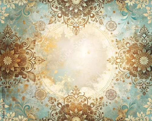 Wallpaper Mural Vintage-Inspired Abstract Design with Blank White Center Torontodigital.ca