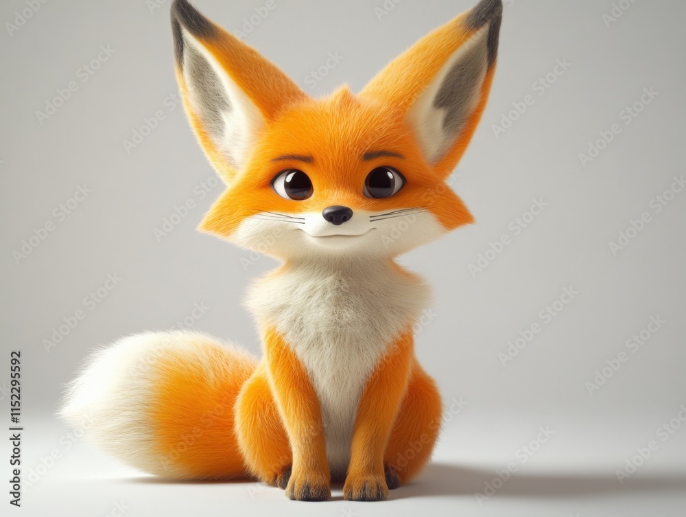 Fototapeta premium a cartoon fox with orange and white fur