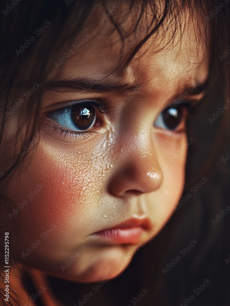 Innocence and Emotion - A Tearful Child's Expressive Eyes Innocence and Emotion - A Tearful Child's Expressive Eyes