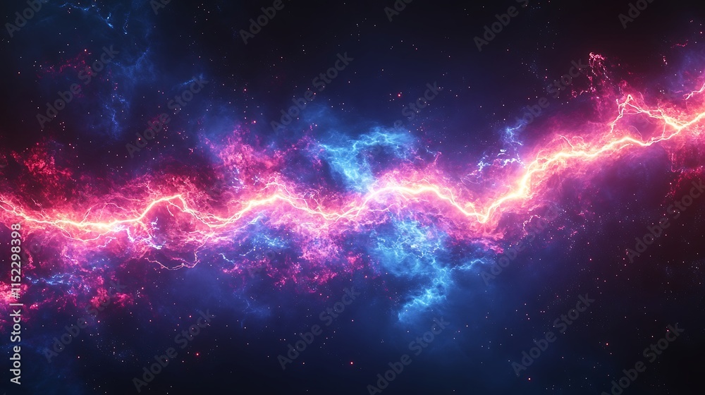 Fototapeta premium Electric energy arcs through vibrant nebulae in the deep cosmos image