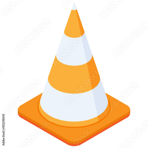 Traffic Cone Isometric Icon