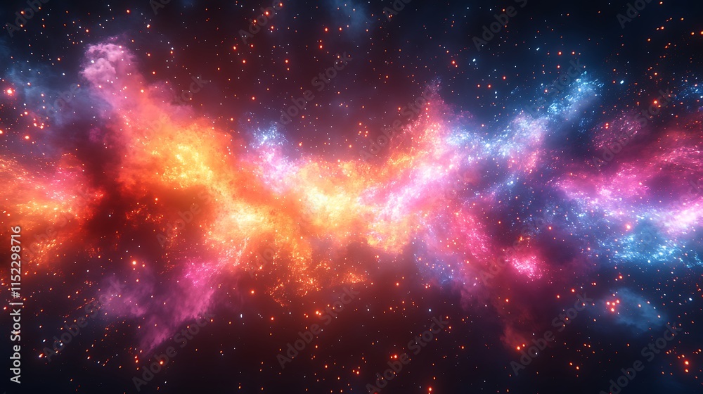 Fototapeta premium Electrifying cosmic currents traverse luminous nebulae within the infinite void image