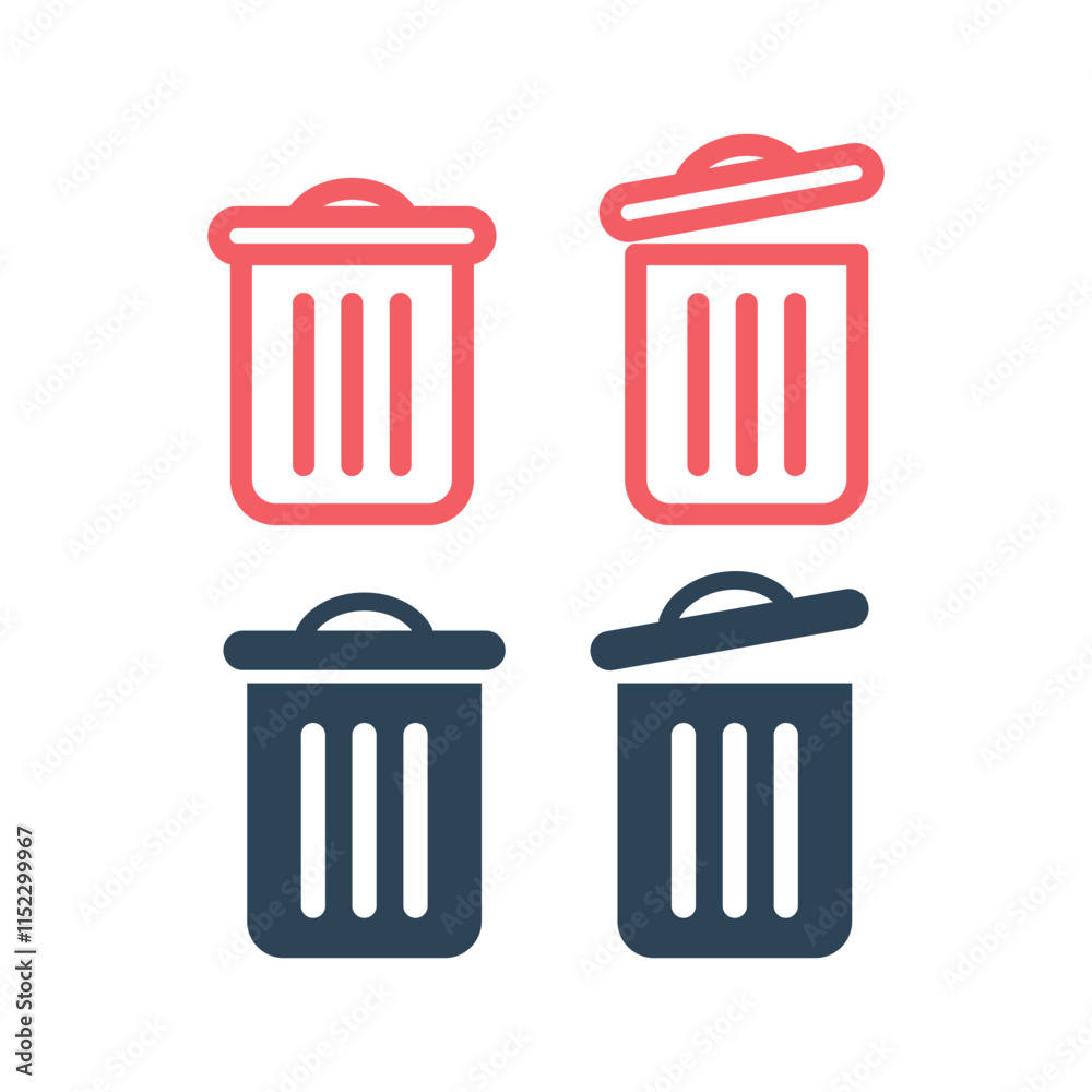 Trash can icons set vector. Delete sign. Trash can icons set vector. Delete sign.