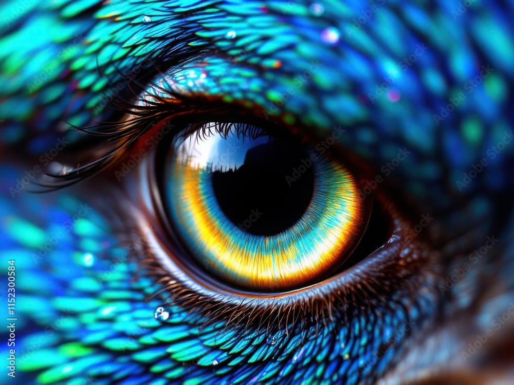 Obraz premium Close-Up of a Peacock Feather Eye