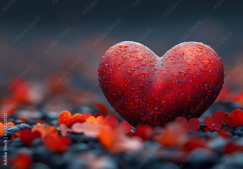 Heart-Shaped Object with Water Drops. Heart-Shaped Object with Water Drops.