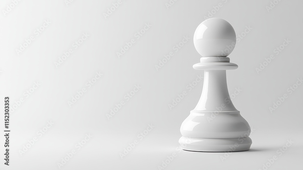 A white chess piece is on a white background A white chess piece is on a white background
