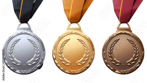 gold silver and bronze medals transparent background 