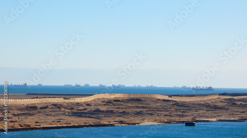 Fotografi Ships at suez canal anchorage
