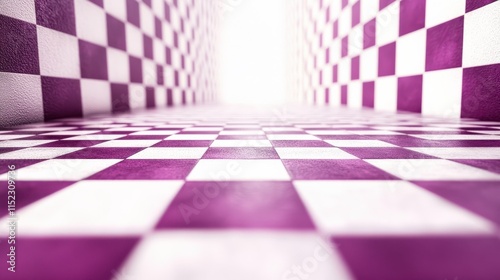 Checkered pattern tile background. White and Purple