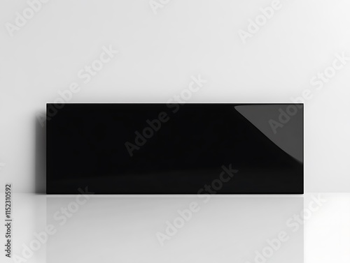 Horizontal black banner mockup with sharp contrast on a white backdrop