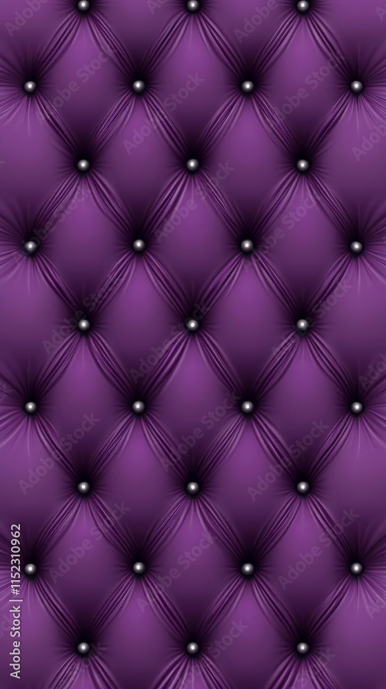 Fototapeta premium Luxurious Purple Upholstery: Elegant Diamond Tufted Pattern with Silver Buttons