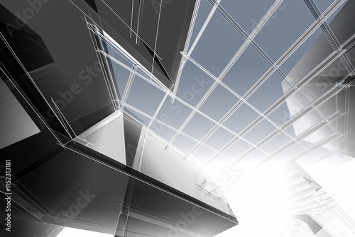Wallpaper Mural Abstract architectural background 3d rendering Torontodigital.ca