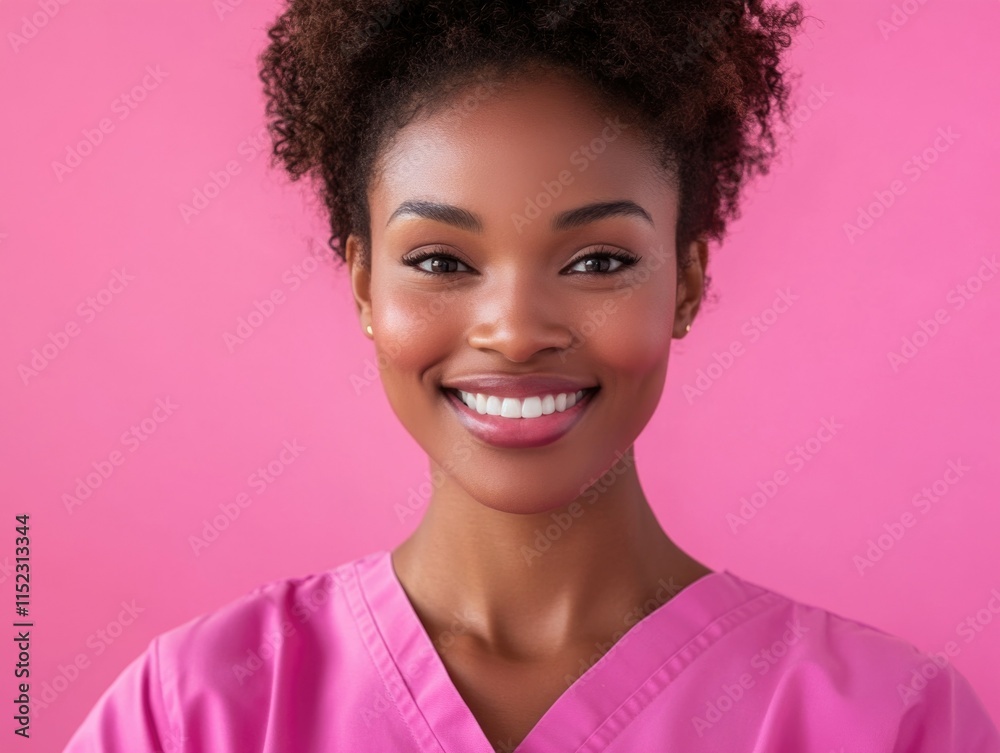 Smiling Nurse in Pink Background Smiling Nurse in Pink Background