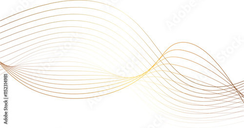 Abstract vector of creative glittering gold wave curvy line design elements with minimal texture reflecting on isolated on black background, Luxury golden thin lines of gradient waves.