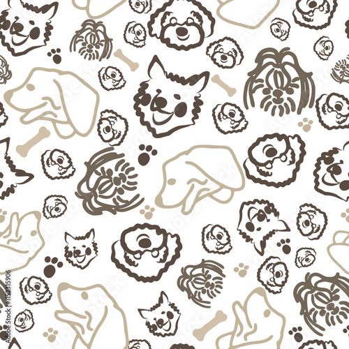 Vector Dogs Seamless Pattern. Animal Print Dogs Repeat pattern, great for textile, wallpaper, packaging, backdrop, background, paper designs
