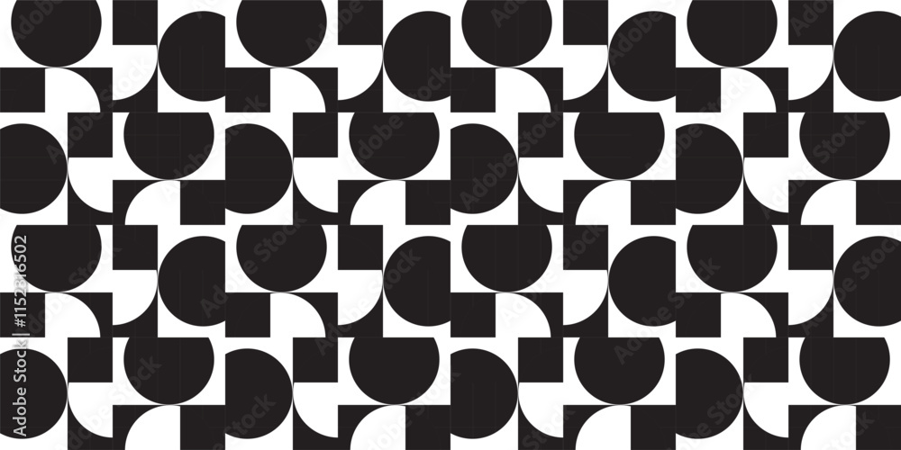 Black and white semicircle seamless geometric pattern. Perfect for printing, design and textiles Black and white semicircle seamless geometric pattern. Perfect for printing, design and textiles