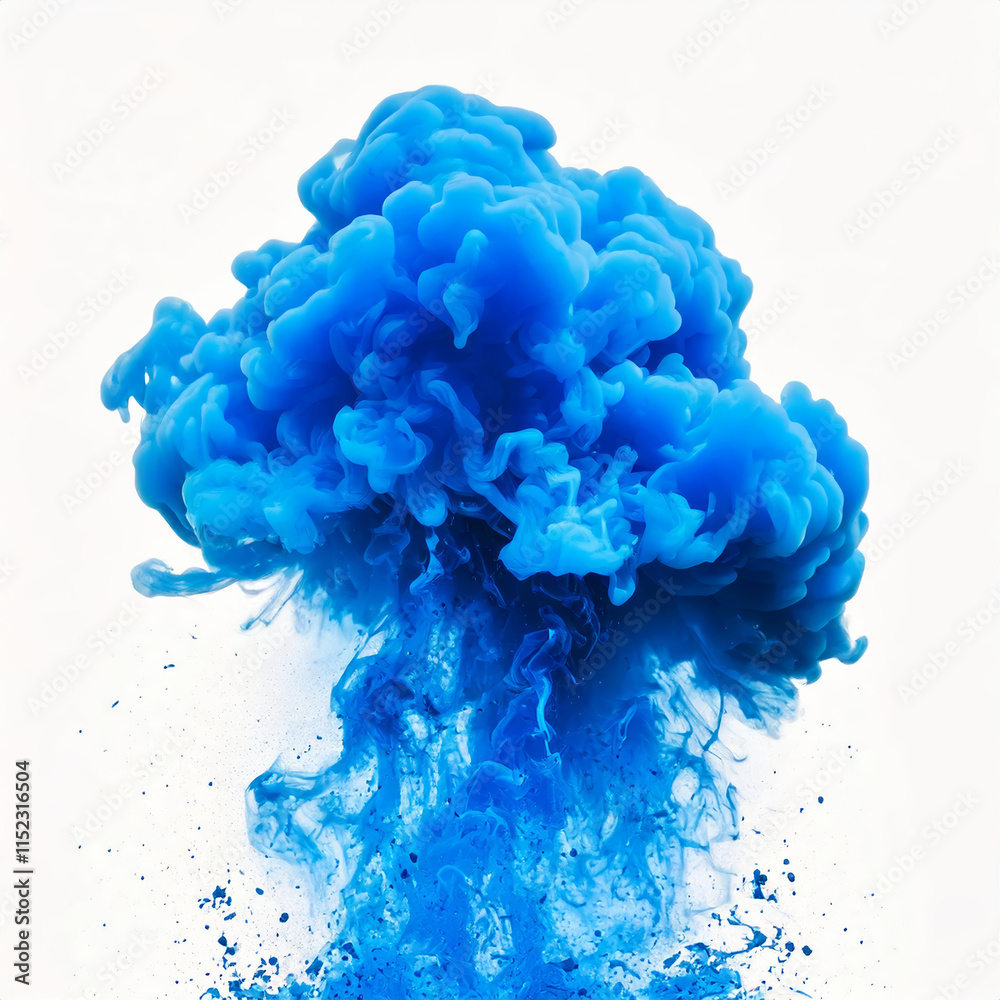 A blue mushroom of smoke creating an artistic border, set on a white background. A blue mushroom of smoke creating an artistic border, set on a white background.
