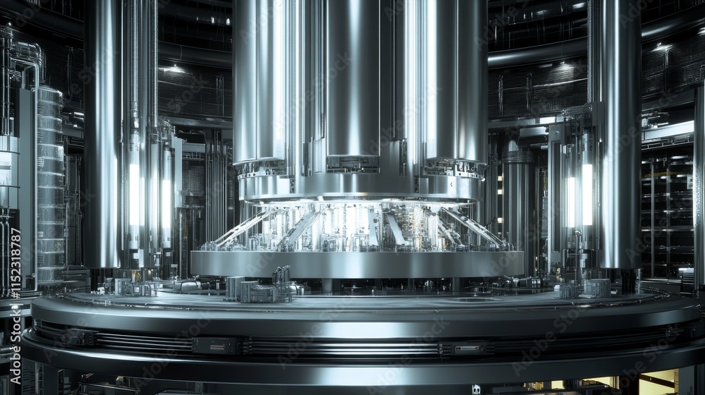 Obraz premium Advanced nuclear reactor design industrial facility 3d visualization futuristic environment close-up view energy innovation