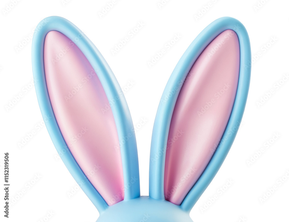 Easter bunny large, pastel pink, blue ears on transparent background. Fun spring celebration rabbit decoration cut-out Easter bunny large, pastel pink, blue ears on transparent background. Fun spring celebration rabbit decoration cut-out