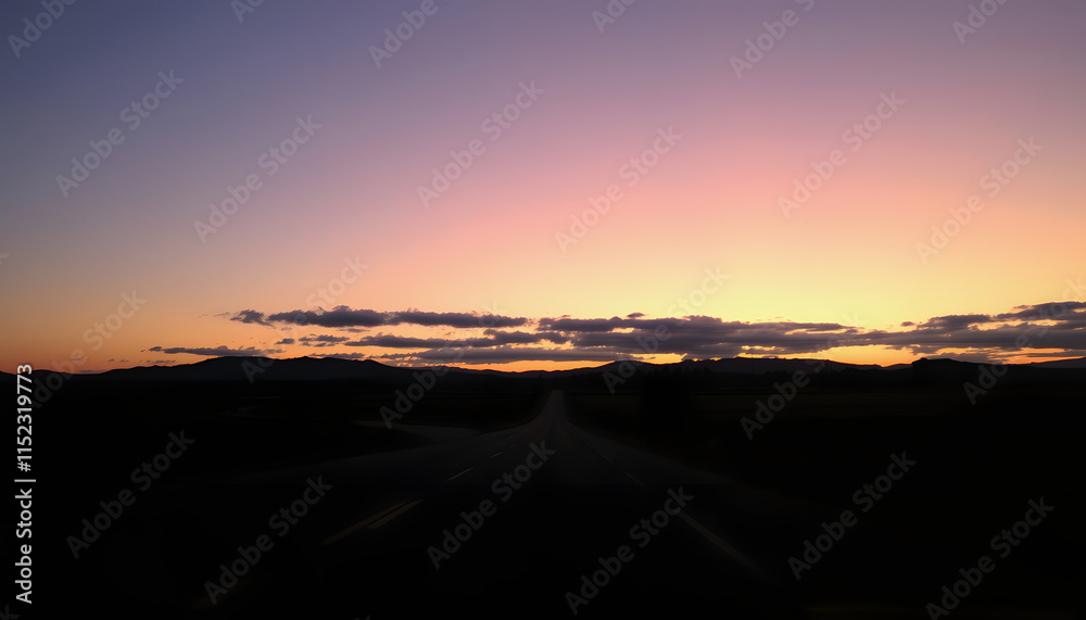 Driving into the Sunset, smooth light, with white tones