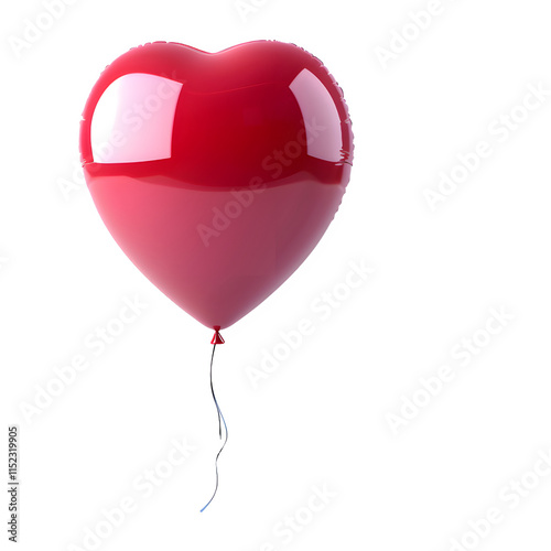 heart shaped red helium balloon on transparent background photo