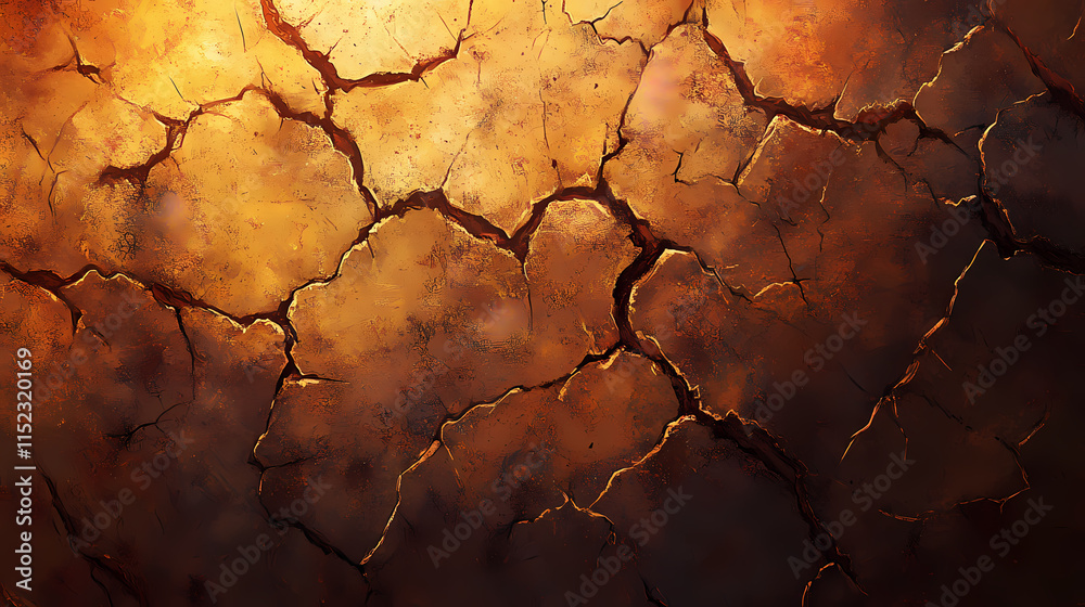 Detailed view of a cracked, dry mud surface with deep fissures and rough texture, captured in warm, natural light for an earthy feel. Fissure. Illustration Detailed view of a cracked, dry mud surface with deep fissures and rough texture, captured in warm, natural light for an earthy feel. Fissure. Illustration