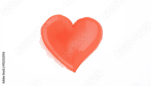A simple yet elegant watercolor red heart illustration on a white background, symbolizing love and affection. Ideal for romantic and minimalist designs.