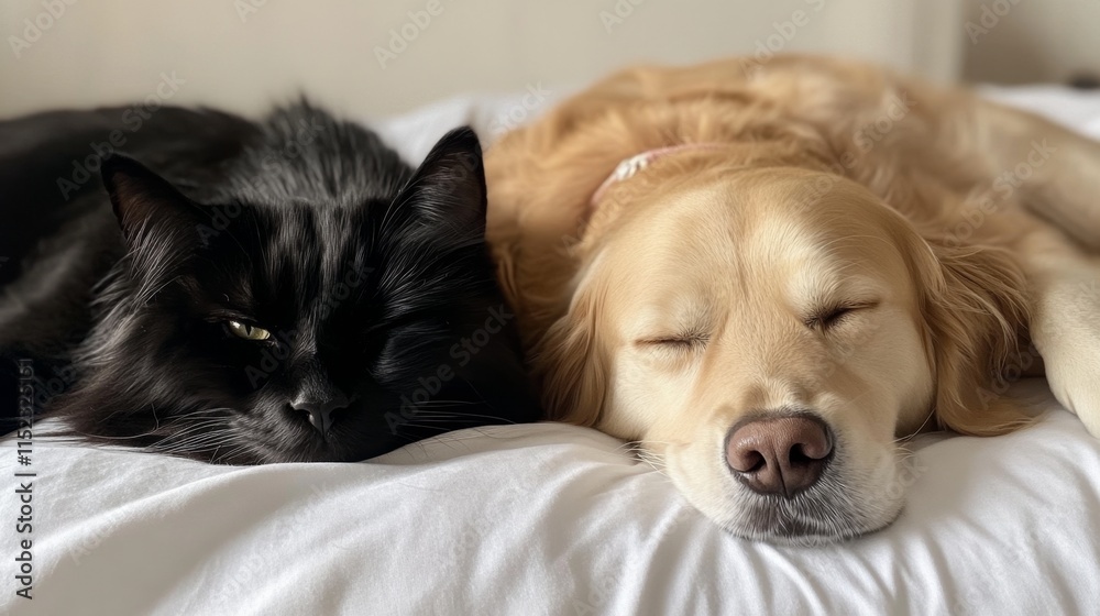 Playful pets relaxing together cozy home animal companionship warm environment close-up view friendship concept Playful pets relaxing together cozy home animal companionship warm environment close-up view friendship concept