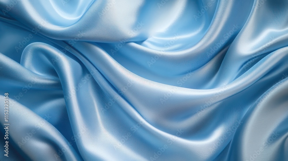 Obraz premium Abstract background featuring flowing blue silk satin fabric creating a sense of elegance and luxury