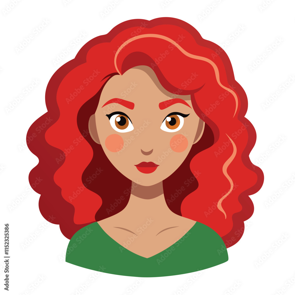 Cute girl with red hair portrait vector illustration Cute girl with red hair portrait vector illustration