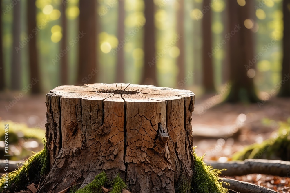 there is a tree stump with moss growing on it in the woods there is a tree stump with moss growing on it in the woods