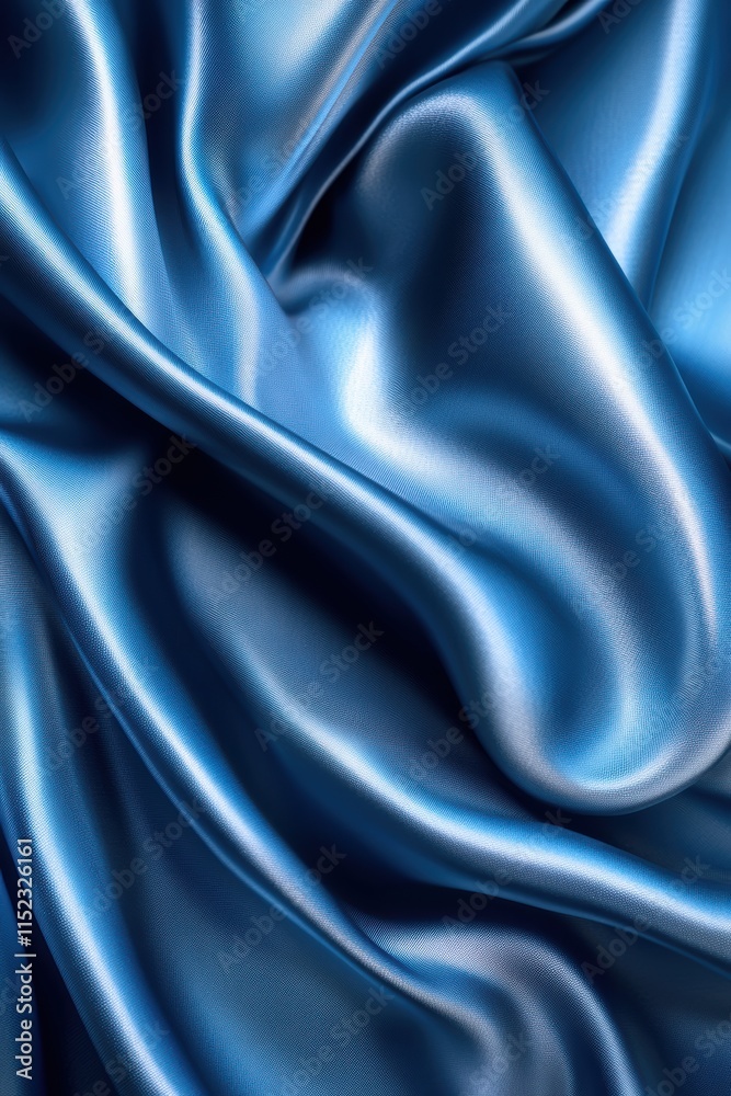 Obraz premium Luxurious blue silk fabric background with elegant satin texture and gentle folds