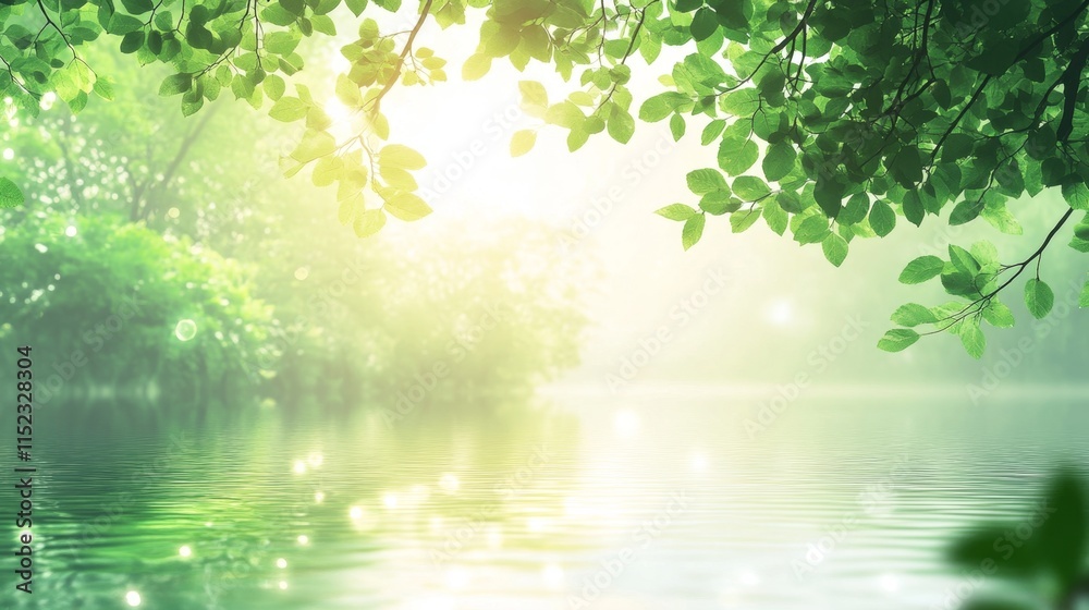 Serene morning reflection tranquil lake nature scene lush greenery close-up view peaceful atmosphere for mindfulness Serene morning reflection tranquil lake nature scene lush greenery close-up view peaceful atmosphere for mindfulness