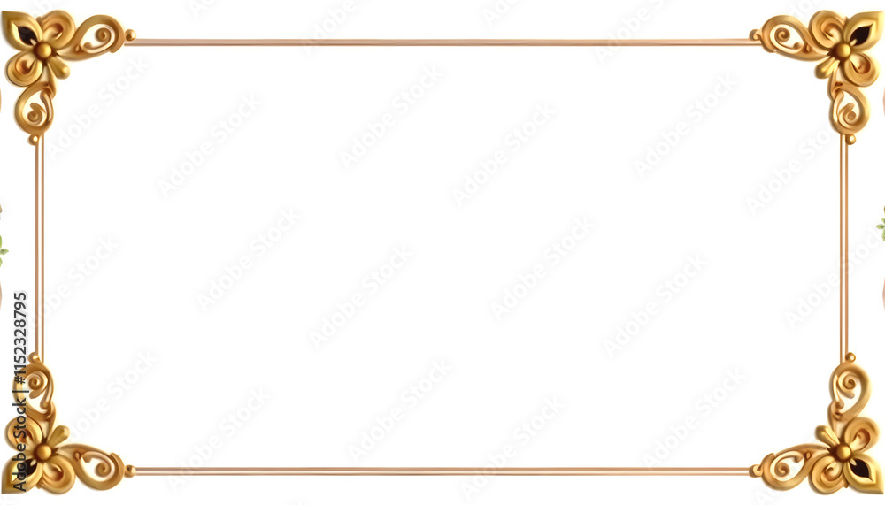 Fototapeta premium Vintage decorative photo corners and edges for photo albums isolated, Diffused lighting, with white tones