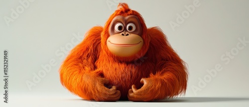 a cartoon orangutan sits on the ground photo