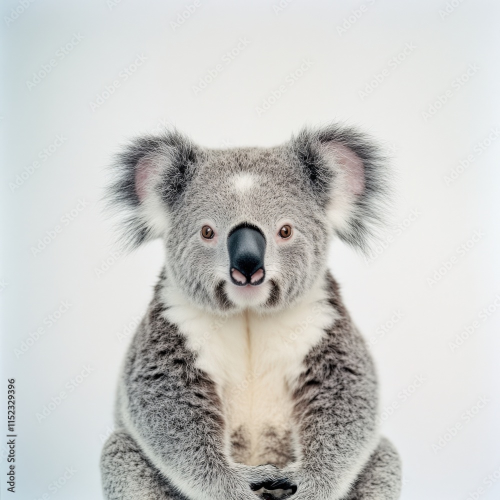 Fototapeta premium a koala sits against a white background