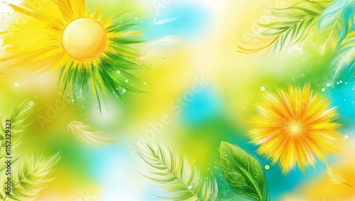 Vibrant Abstract Nature Background with Soft, Flowing Colors, Organic Shapes, and Subtle Textures, Capturing the Essence of Natural Beauty and Tranquil Landscapes