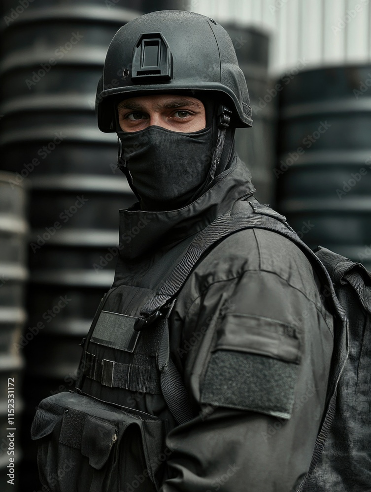 Military Personnel in Protective Suit Military Personnel in Protective Suit