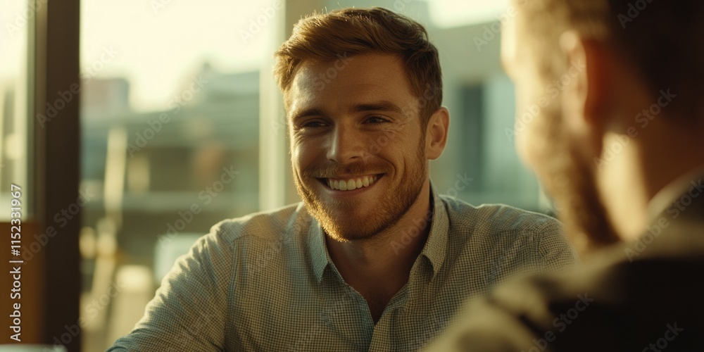 Casual Conversation - Two Men at a Table Casual Conversation - Two Men at a Table