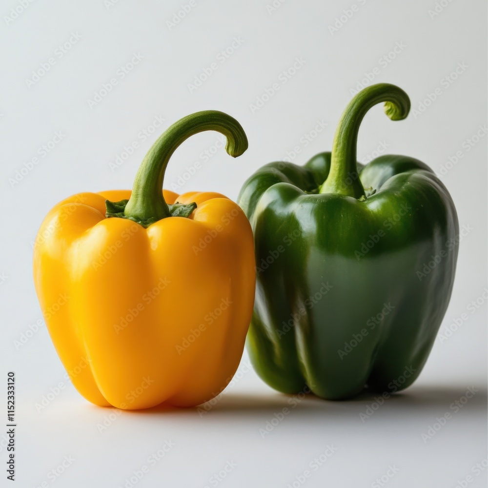 close up of fresh yellow and green bell peppers close up of fresh yellow and green bell peppers