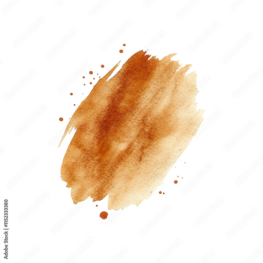 Brown stain paint watercolor isolated on transparent background