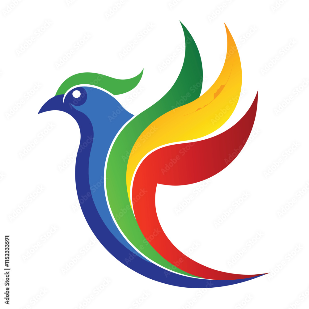 Fototapeta premium A flying dove silhouette, a vector illustration and icon, symbolizes peace and freedom