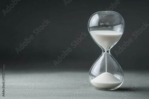 Elegant hourglass on a minimalist surface showcasing the passage of time, emphasizing the beauty and simplicity of a classic timekeeping device in a tranquil setting