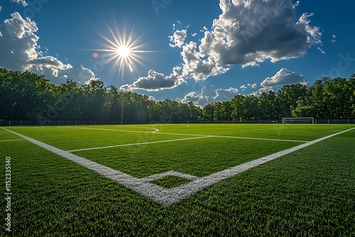 Sunny Day on a Lush Green Soccer Field