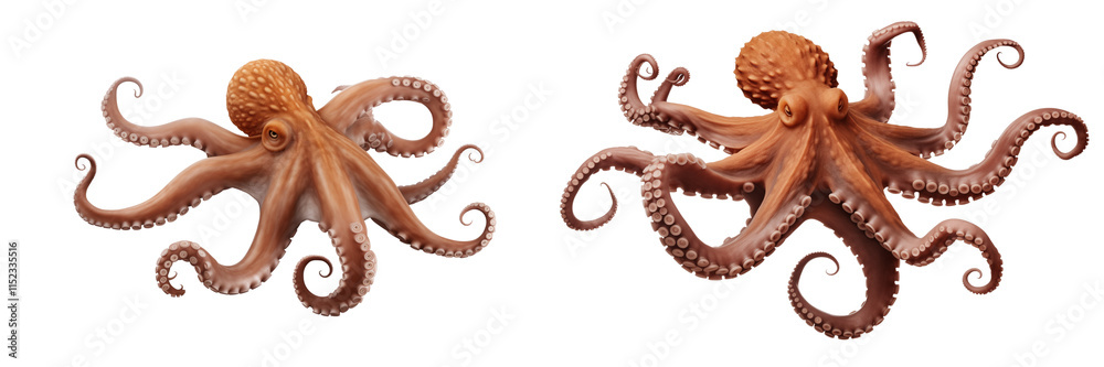 Obraz premium Set of a octopus, isolated on transparent background.