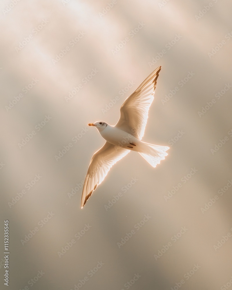 Fototapeta premium A lone bird soaring high in the open sky nature serene atmosphere inspirational concept
