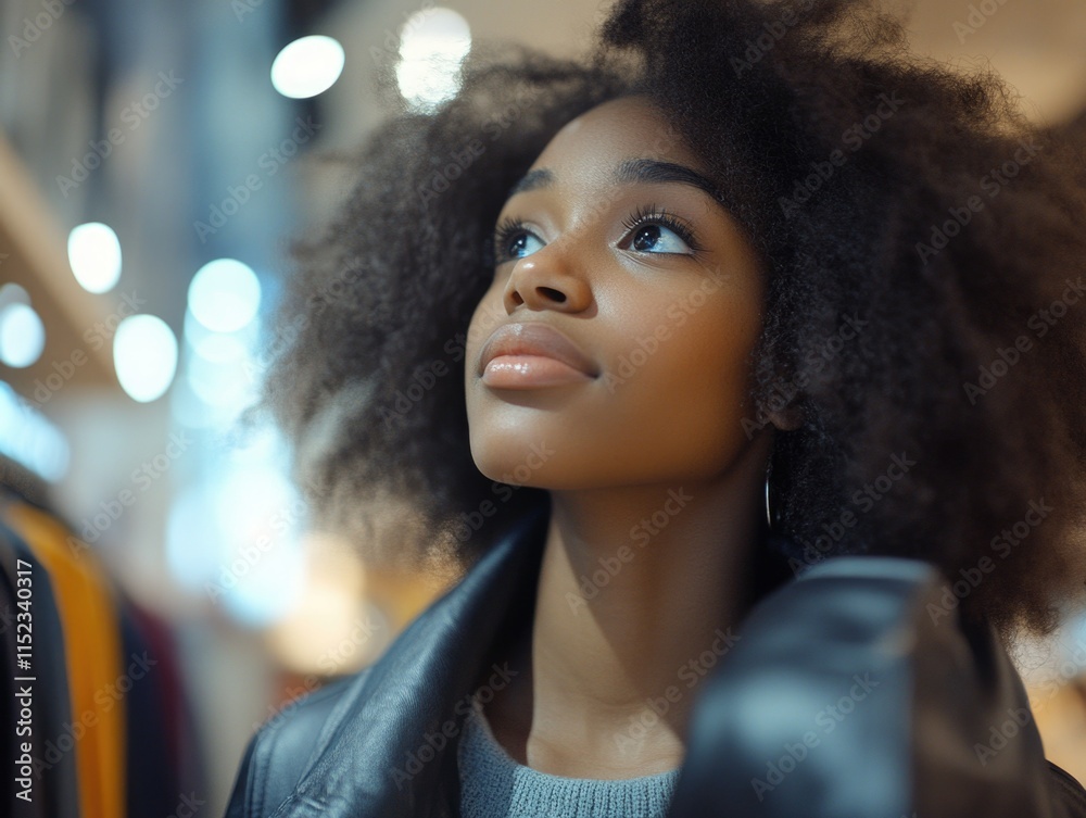 A Modern African-American Woman in a Retail Store