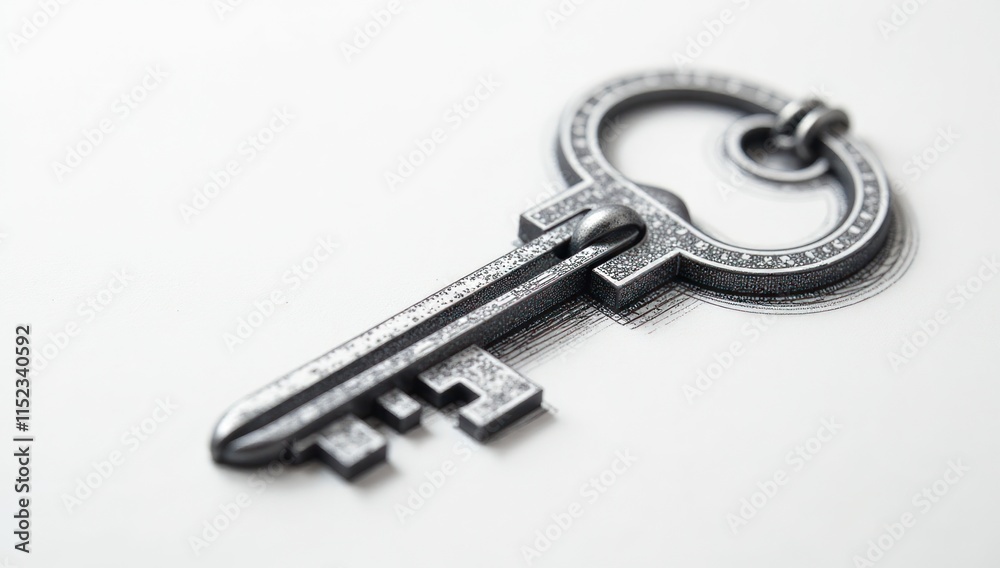 Key Sketch in Black and White Hand Drawn. Symbol of Home Ownership and Security. Ideal for homeownership, mortgages, real estate investments Key Sketch in Black and White Hand Drawn. Symbol of Home Ownership and Security. Ideal for homeownership, mortgages, real estate investments