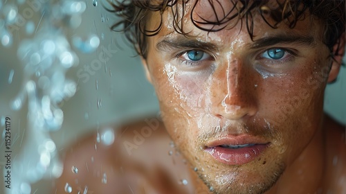 Athletic male model in swimwear, representing the sleek and modern design of a designer's beachwear collection